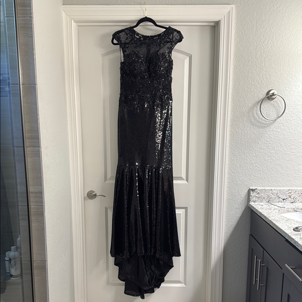 Alyce Paris Black Sequin Embellished Dress